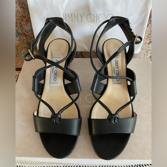 Jimmy Choo Elegant Black Leather Sandals